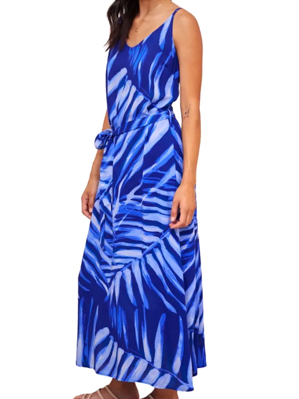 Bella Dahl Blue leaf design multi color Sundress Size Medium
